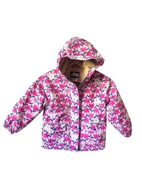 Jan & Jul Cozy-Dry Rain Jacket Pink Tulip Print Size 4T
